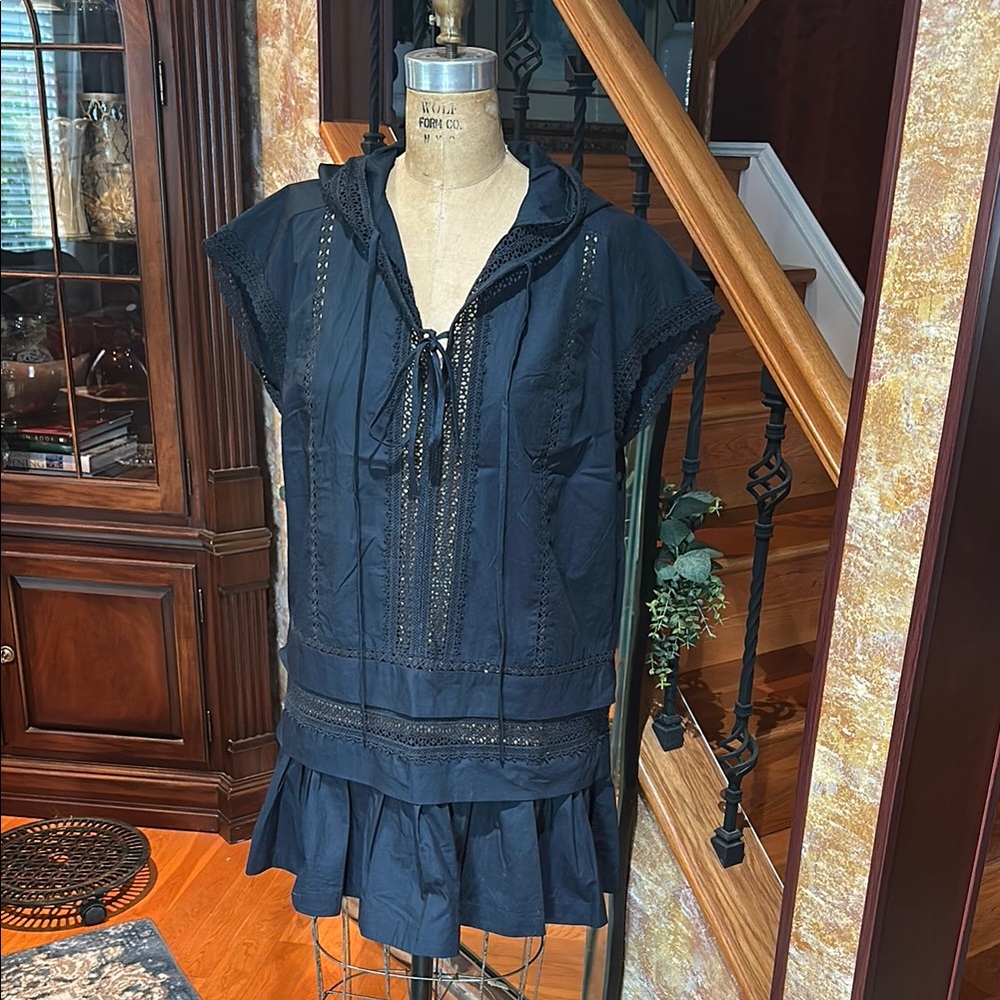 Anthropologie Lace-Trimmed Hooded Tunic